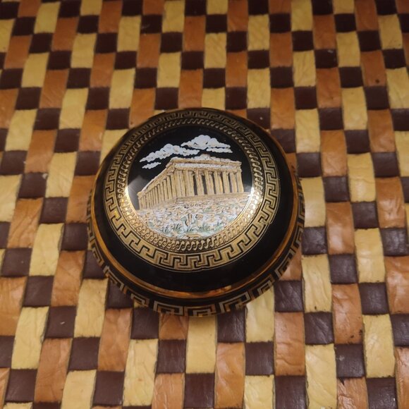 Parthenon Trinket Box 24k Gold Trimmed Hand Made in Athens Greece - Picture 3 of 4